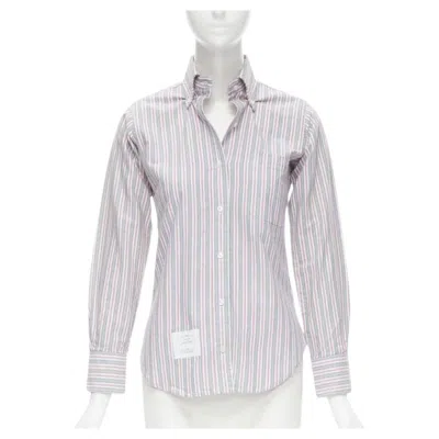 Pre-owned Thom Browne 2009 Signature Grey Red Stripe Cotton Slim Fit Shirt Us0