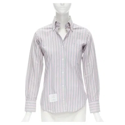 Pre-owned Thom Browne 2009 Signature Grey Red Stripe Cotton Slim Fit Shirt Us0