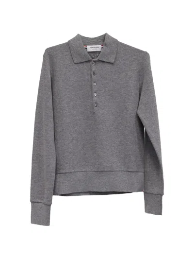 Pre-owned Thom Browne 2022 Grosgrain Loop Tab Sweater In Gray