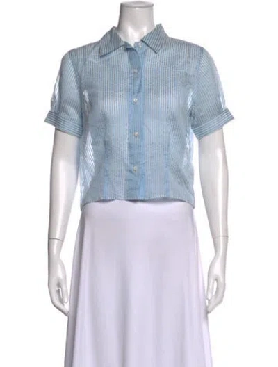 Pre-owned Thom Browne 2022 Silk Button-up Top In Blue
