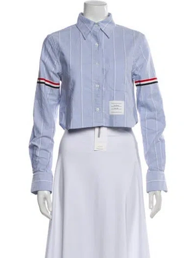 Pre-owned Thom Browne 2024 Striped Button-up Top In White