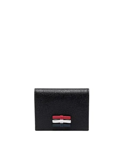 Thom Browne 3-bow Double Card Holder In Black