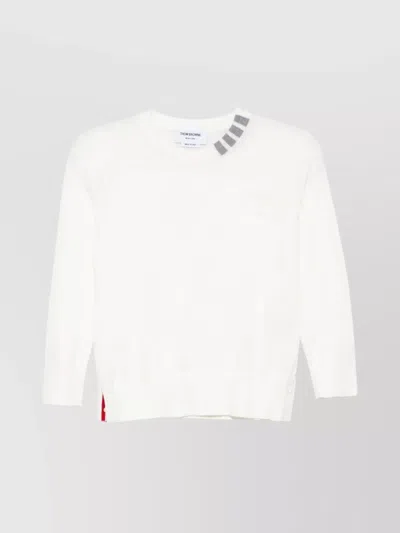Thom Browne 3/4 Sleeve Crew Neck Cotton Pullover