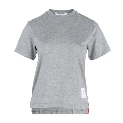 Thom Browne 【3期免息】汤姆布朗新款女装rwb细节纯棉修身短袖t恤 Fjs036a In Gray