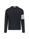 Thom Browne Stripe Sleeve Sweatshirt In Black