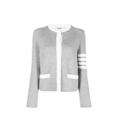 Thom Browne Striped Wool-blend Cardigan In Gray