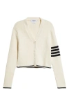 Thom Browne Stripe-detailing Cable-knit Cardigan In Off White