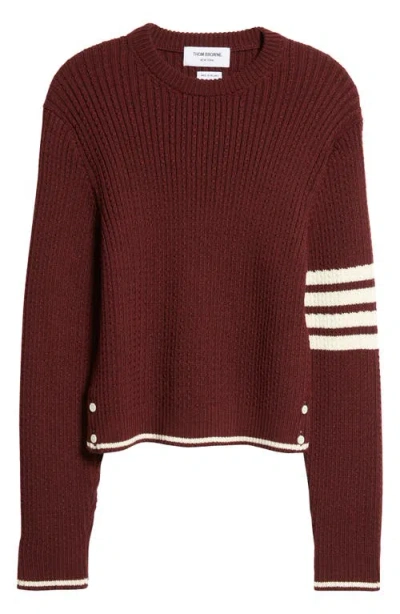 Thom Browne 4-bar Baby Cable Knit Crop Jumper In Dark Red