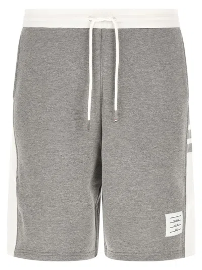 Thom Browne Signature Four Bar Bermuda Shorts Side Panels In Gray