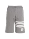 Thom Browne Ottoman Striped Track Shorts In Light Grey
