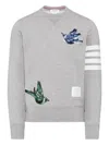 Thom Browne Cotton Embroidered Bird Sweatshirt In Gray