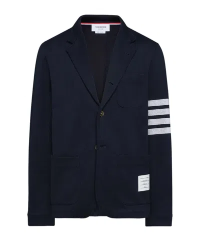 Thom Browne Sack Jacket Double Face Knit Striped Sleeve In Black