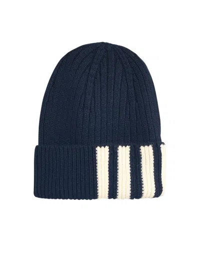 THOM BROWNE THOM BROWNE '4-BAR' BLUE CASHMERE BEANIE