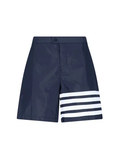 Thom Browne 4-bar Board Shorts In Blue