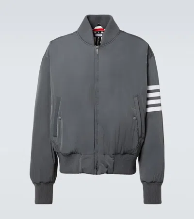 Thom Browne Striped Detail Down Jacket In Grey