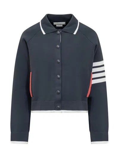 Thom Browne 4-bar Bomber Jacket In Blue