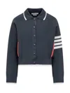 Thom Browne 4-bar Striped Button-up Jacket In Blue