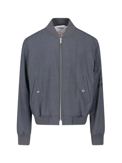 Thom Browne '4-bar' Bomber Jacket In Gray