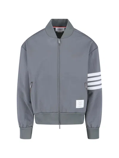 Thom Browne 4 Bar Bomber Jacket In Gray