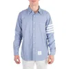 Thom Browne Mens Light Blue Four-bar Brand-patch Regular-fit Cotton Shirt