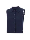 Thom Browne 4bar Buttondown Sleeveless Cropped In Blue