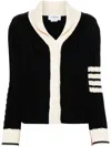 Thom Browne 4-bar Cable-knit Cardigan In Blue