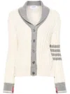 Thom Browne 4-bar Cable-knit Cardigan In White