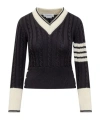 Thom Browne Cable-knit Wool Sweater In Black