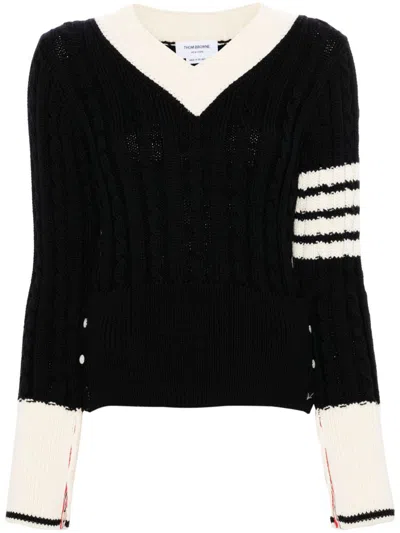 THOM BROWNE 4-BAR CABLE-KNIT JUMPER