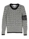 Thom Browne 4-bar Stripes Cable Knit Cardigan In Grey