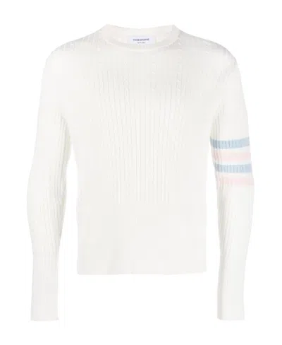 Thom Browne 4-bar Cable-knit Jumper In White