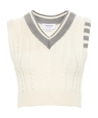 THOM BROWNE THOM BROWNE CROPPED SLEEVELESS JUMPER