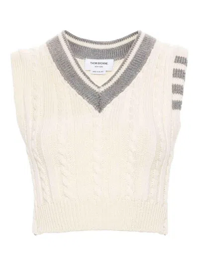 THOM BROWNE 4-BAR CABLE-KNIT VEST