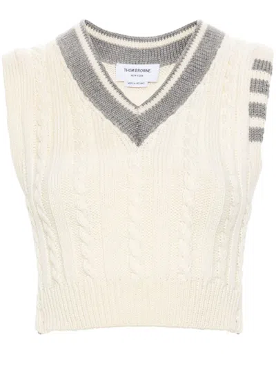 THOM BROWNE 4-BAR CABLE-KNIT VEST