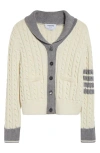 Thom Browne 4-bar Cable Knit Virgin Wool Shawl Cardigan In White