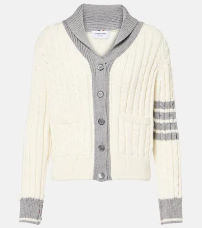Thom Browne Cardigan 4-bar Aus Wolle In Weiss