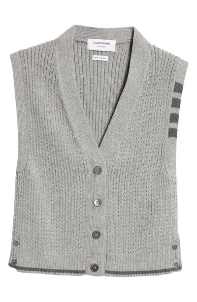 Thom Browne 4-bar Cable Virgin Wool Crop Vest In Light Grey