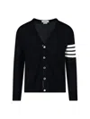Thom Browne Classic V-neck Cardigan In Fine Merino Wool With 4bar Stripes Clothing In Black