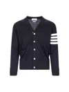 Thom Browne Merino Wool 4-bar Cardigan In Blue