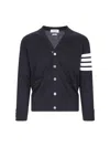 Thom Browne Merino Wool 4-bar Cardigan In Blue