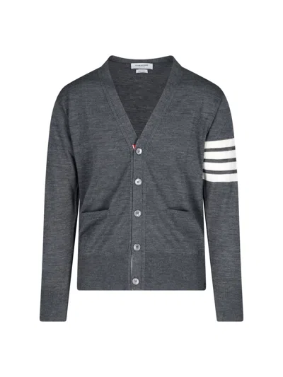 Thom Browne Merino Wool Cardigan Sweater, Cardigans Gray In Med Grey