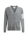 Thom Browne 4-bar Stripes Intarsia-knit Cardigan In Grey