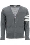 Thom Browne 4-bar Grey Virgin Wool Cardigan In Grey