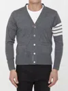 Thom Browne 4-bar Grey Virgin Wool Cardigan In Grey