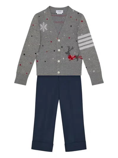Thom Browne Kids' 4-bar Cardigan In Multi