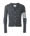Thom Browne Cashmere Cardigan With Grosgrain Ribbon Trim In Black
