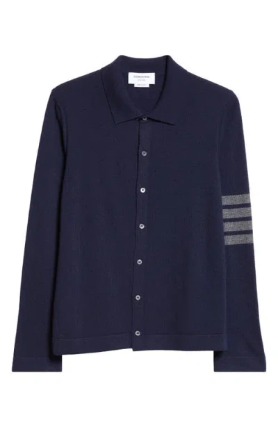 Thom Browne 4-bar Cashmere Polo Cardigan In Navy