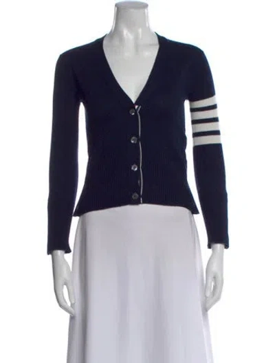 Pre-owned Thom Browne 4 Bar Cashmere Sweater In Blue