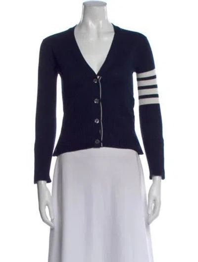 Pre-owned Thom Browne 4 Bar Cashmere Sweater In Blue