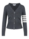 Thom Browne 4-bar Merino Wool Cardigan In Grey